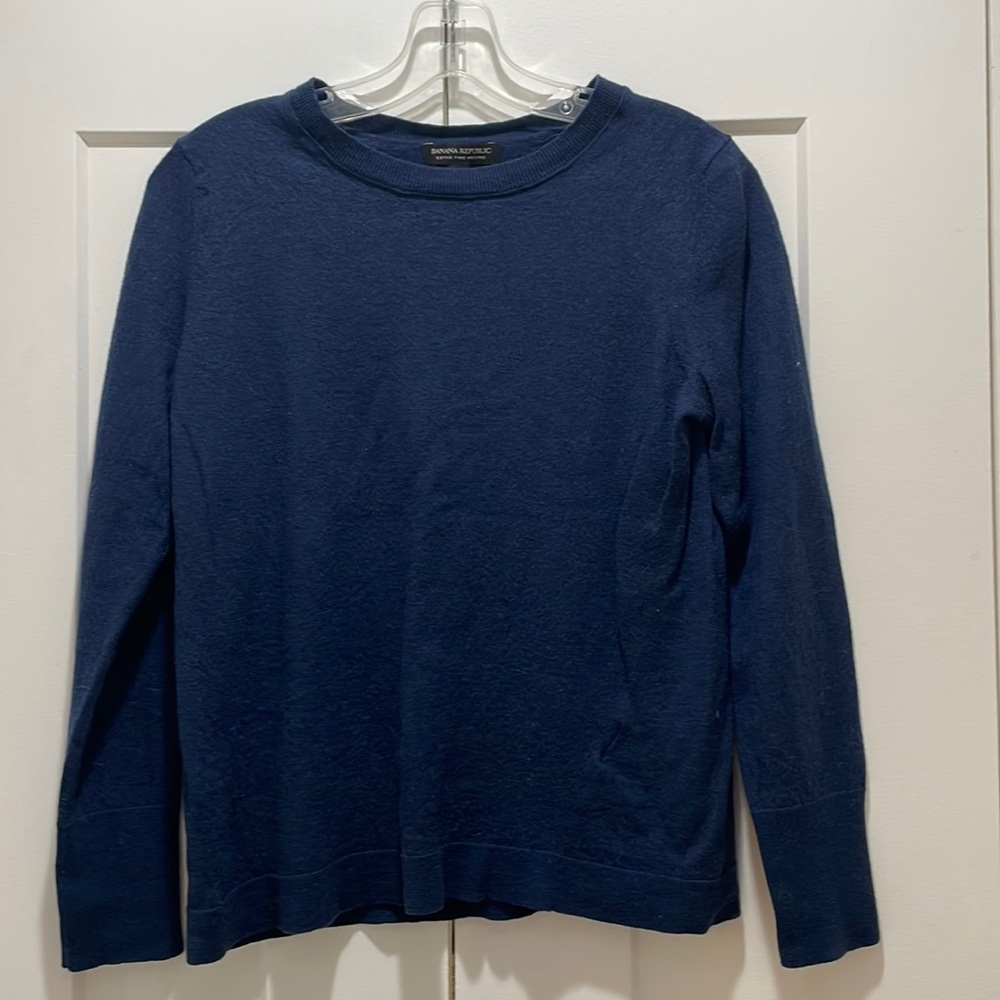 Banana Republic Extra Fine Merino Wool Navy Sweater